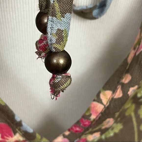 Angie Boho Mixed Floral Print Bell Sleeve Romper Green Pink M - Picture 5 of 8